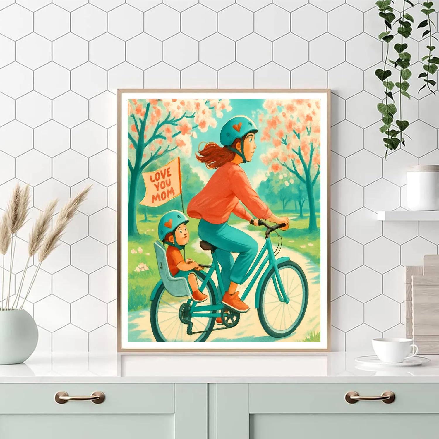 Mothers Day Bike Ride Together Paint by numbers art