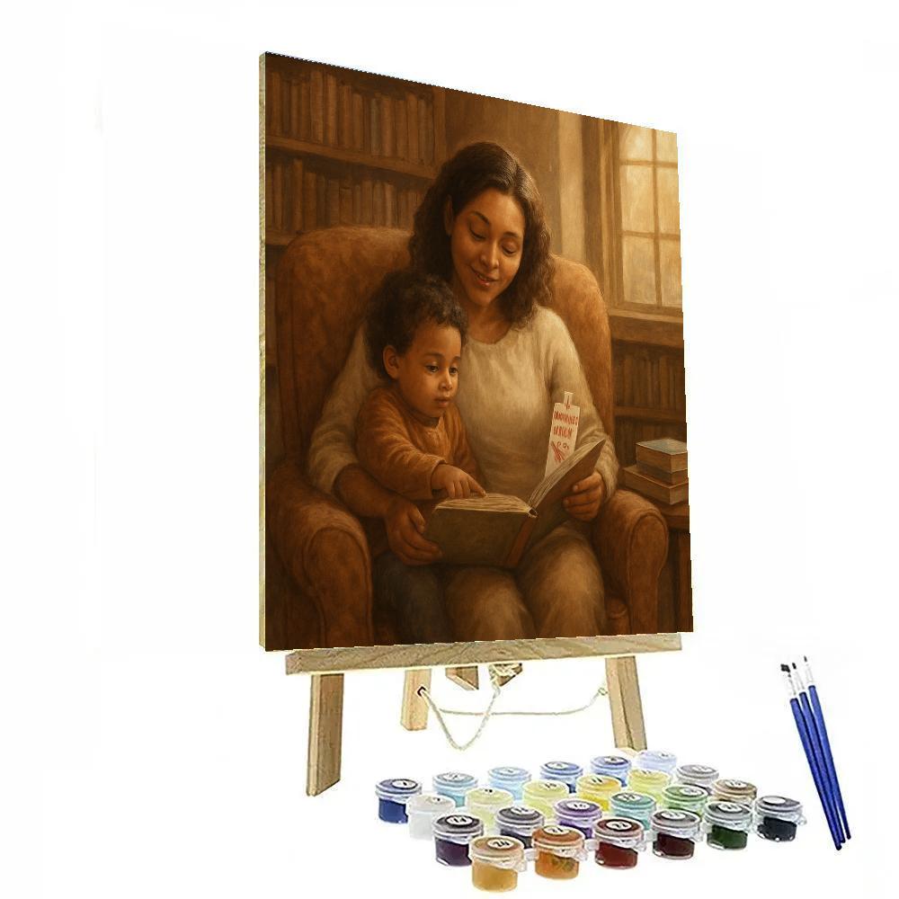 Library Corner Reading With Mom paint by numbers