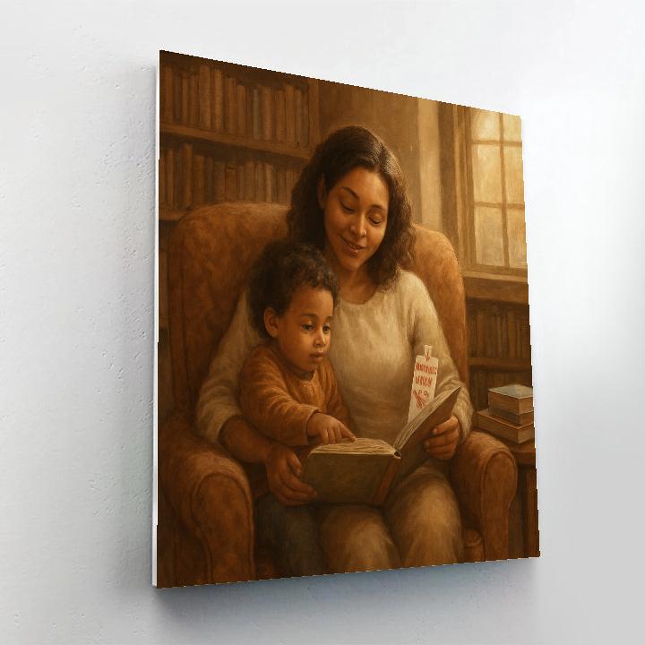 Library Corner Reading With Mom paint by numbers