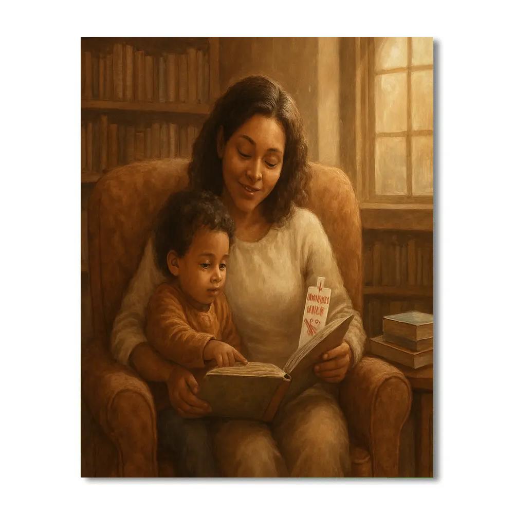 Library Corner Reading With Mom paint by numbers