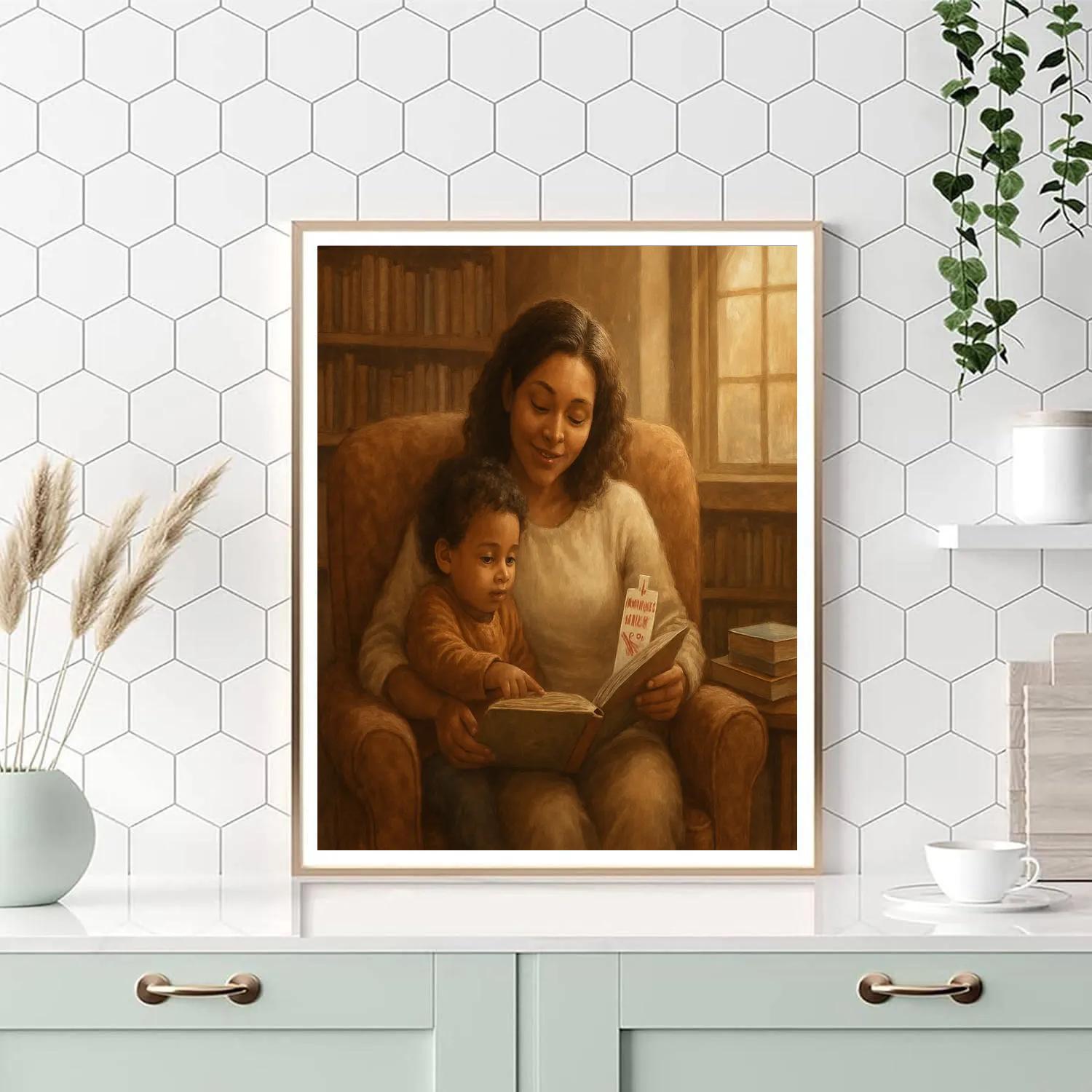 Library Corner Reading With Mom paint by numbers