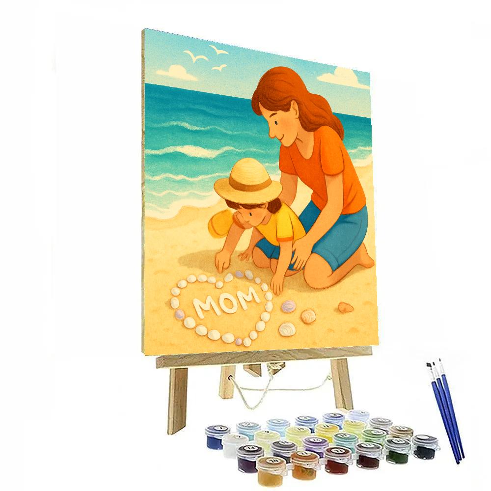 Beach Shell Hearts With Mom Painting by numbers kit