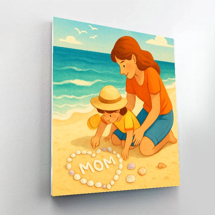 Beach Shell Hearts With Mom Painting by numbers kit