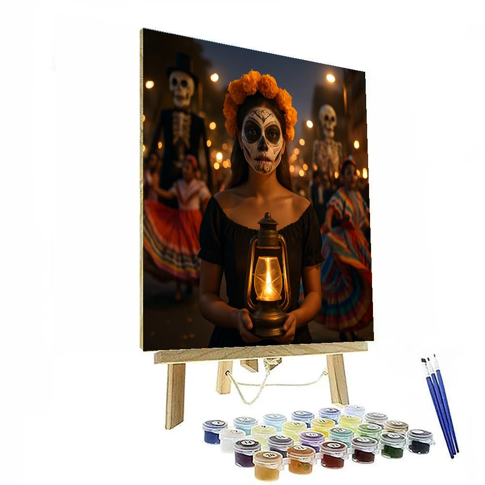 Dia De Muertos Night Parade In Mexico City painting number kit