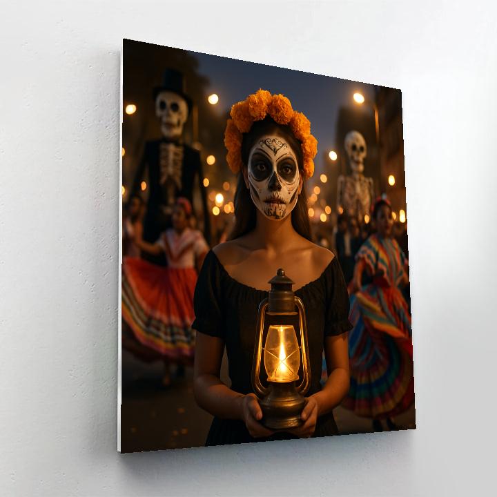 Dia De Muertos Night Parade In Mexico City painting number kit