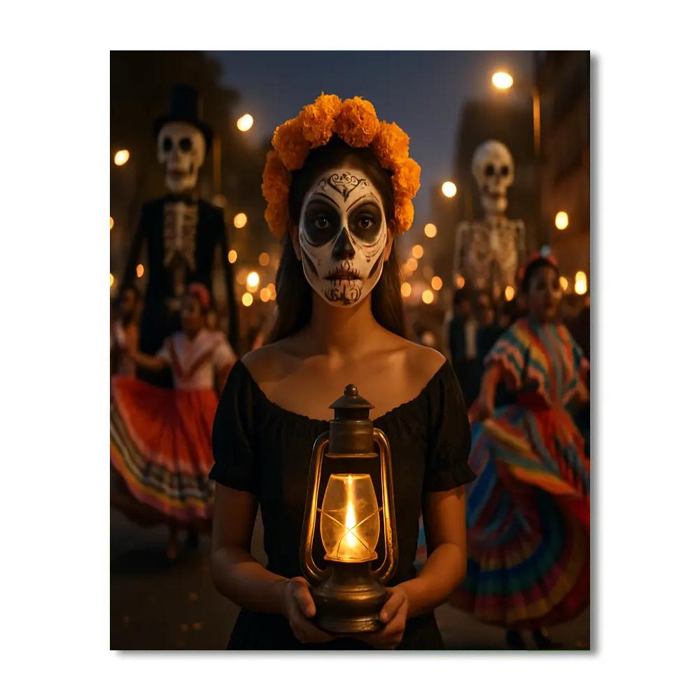 Dia De Muertos Night Parade In Mexico City painting number kit