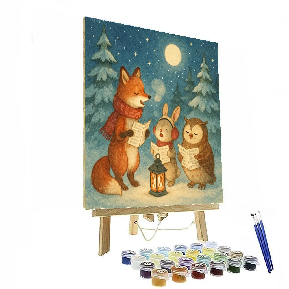Starlit Woodland Carolers paint by color