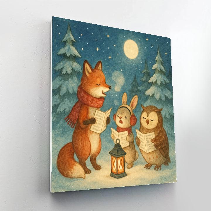 Starlit Woodland Carolers paint by color