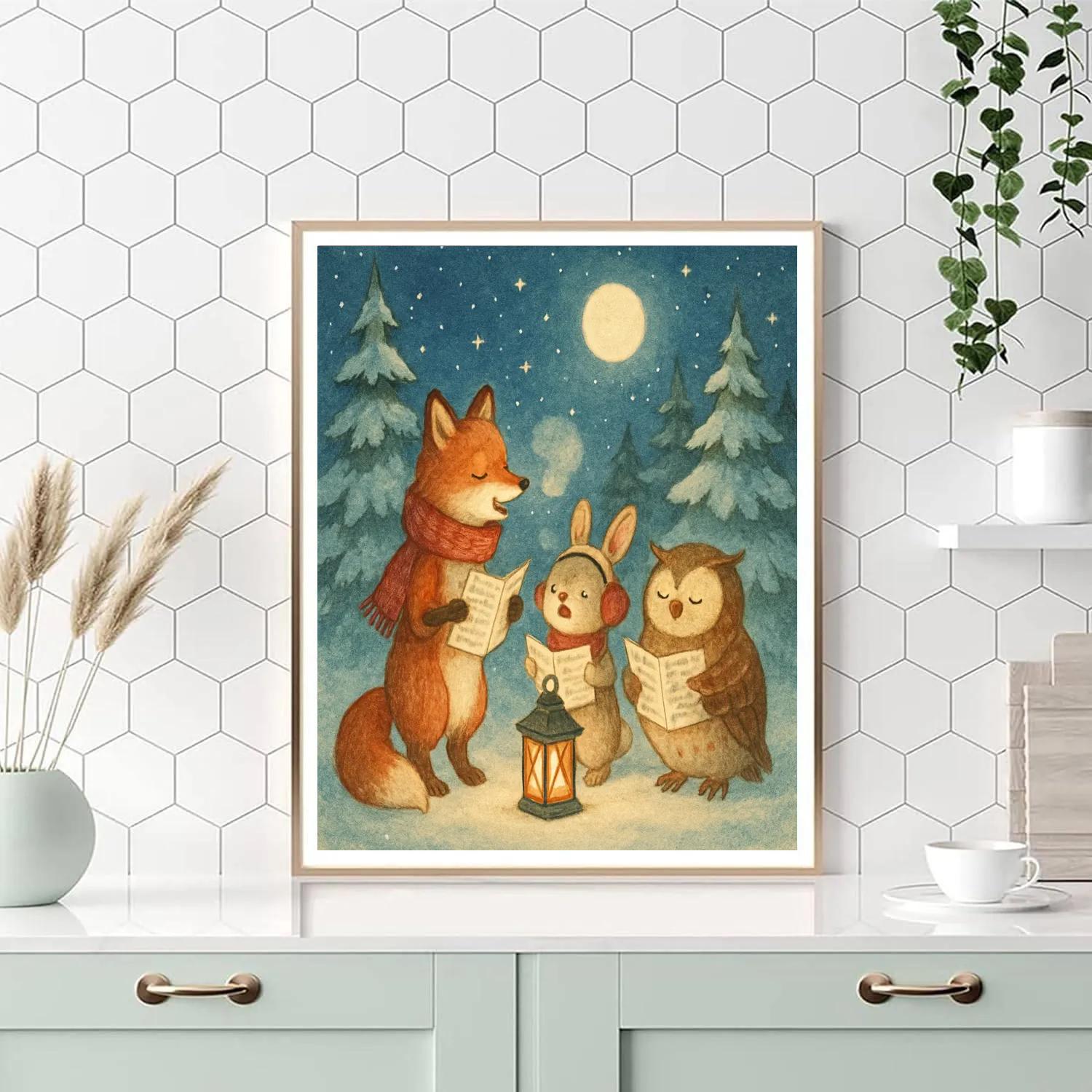 Starlit Woodland Carolers paint by color