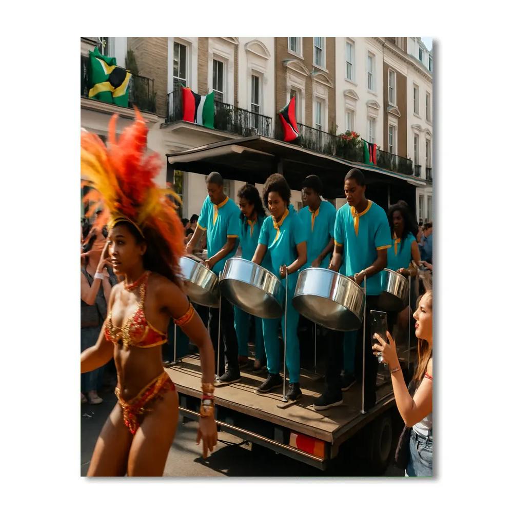 Notting Hill Carnival Steelpan Band Performance paint by number