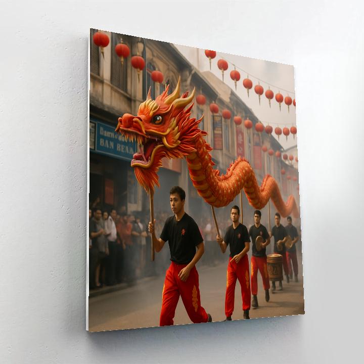 Chinese New Year Dragon Dance In Kuala Lumpur DIY paint by numbers