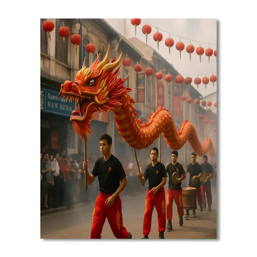 Chinese New Year Dragon Dance In Kuala Lumpur DIY paint by numbers