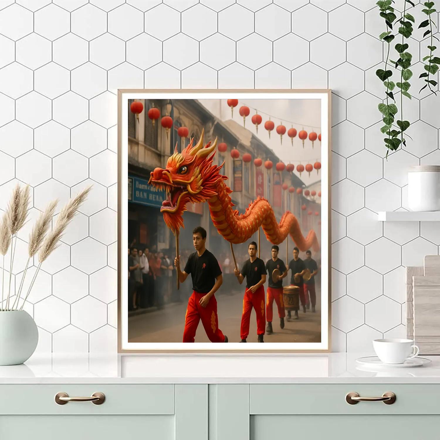 Chinese New Year Dragon Dance In Kuala Lumpur DIY paint by numbers