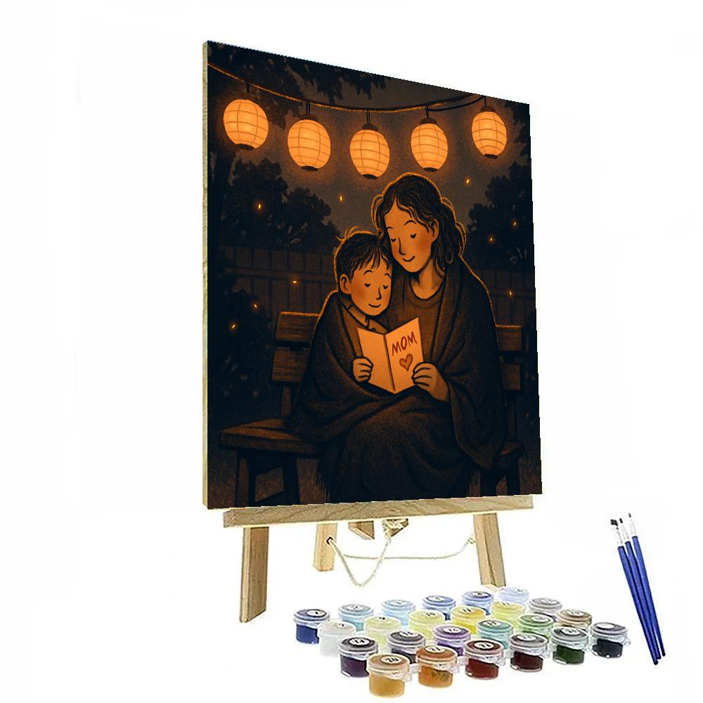 Lantern Lit Backyard Story With Mom painting number kit