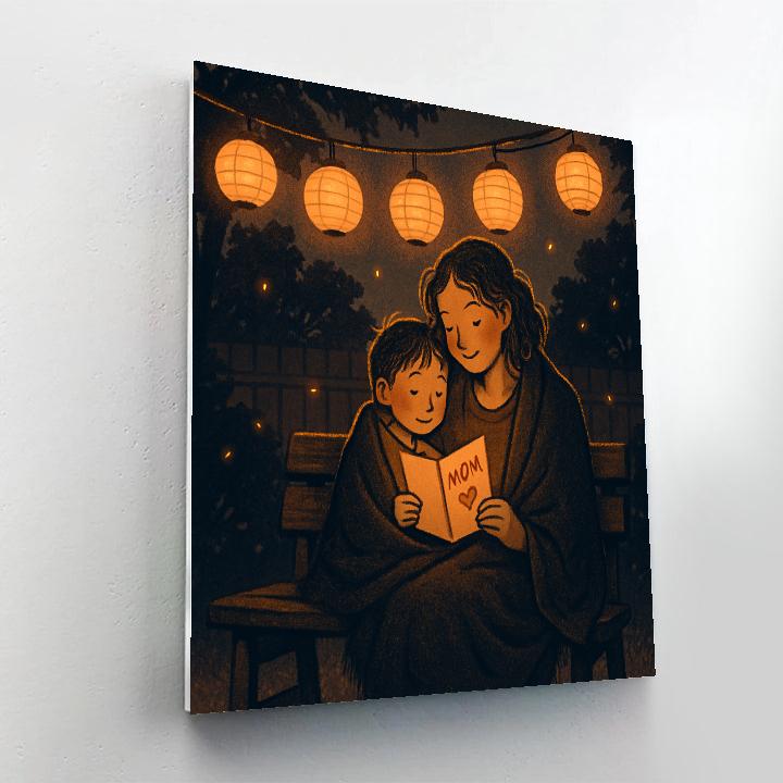 Lantern Lit Backyard Story With Mom painting number kit