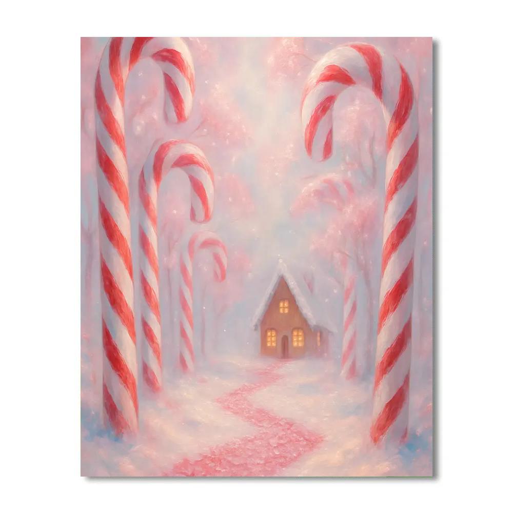 Candy Cane Forest Pathway paint by color