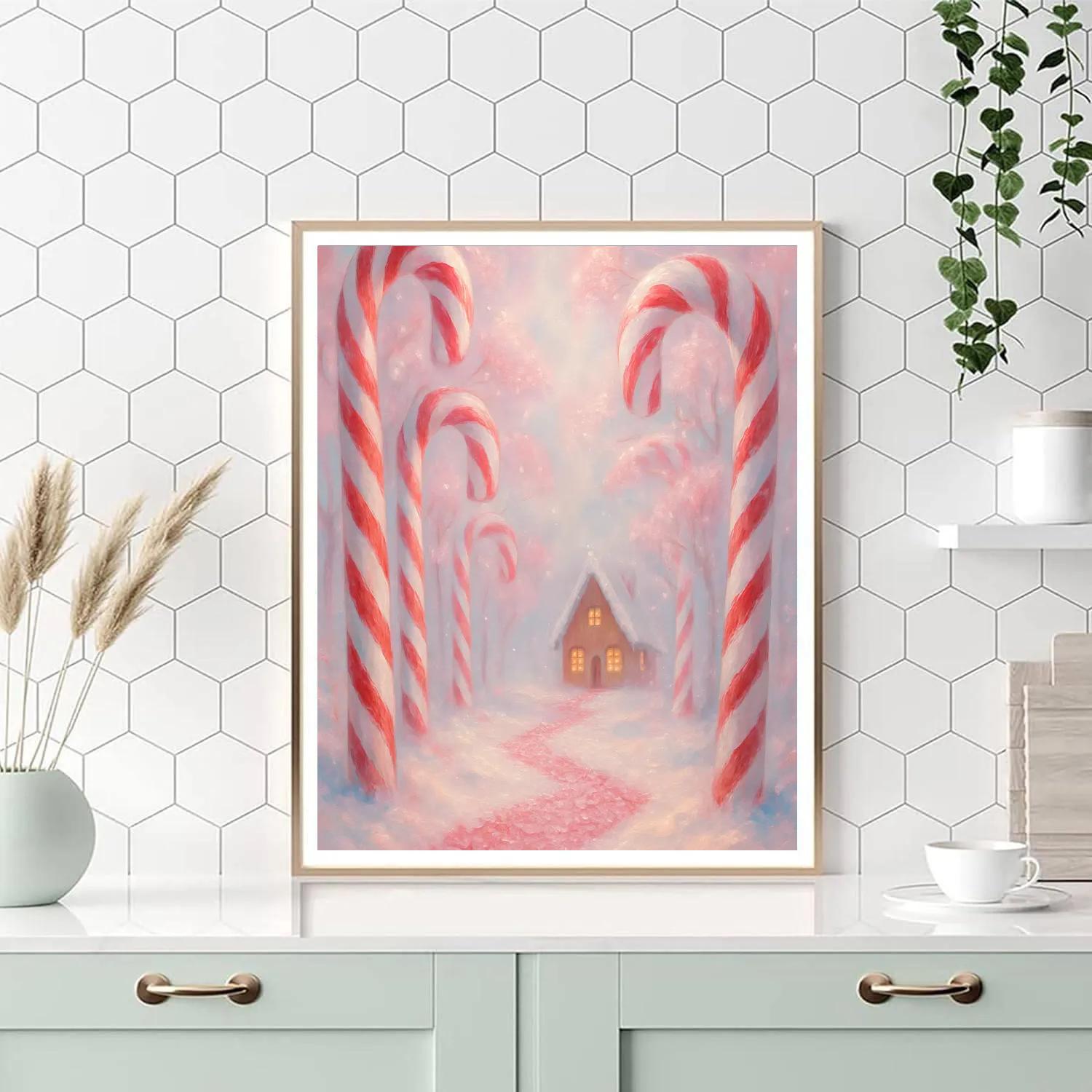 Candy Cane Forest Pathway paint by color