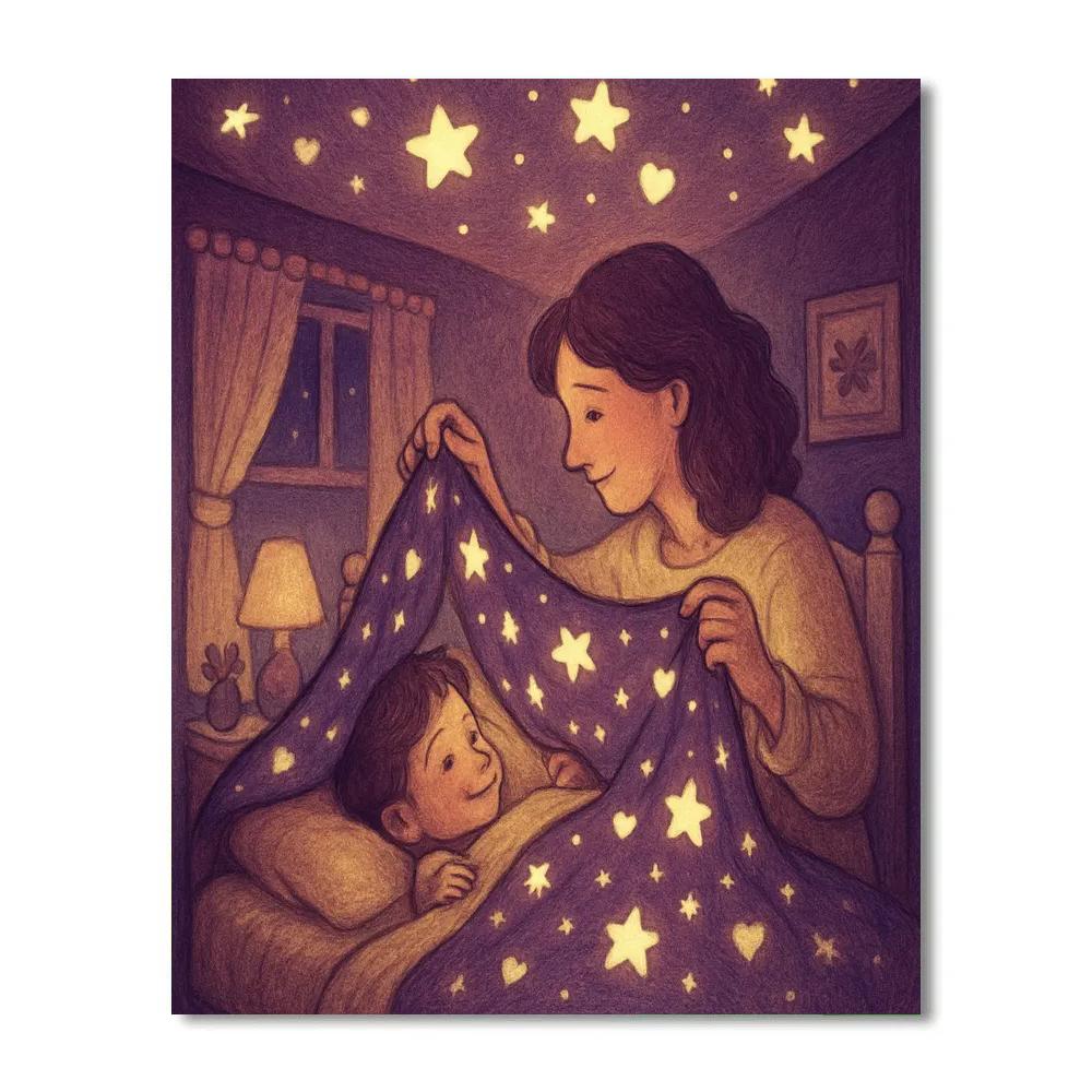 Bedtime Blanket Of Stars With Mom DIY paint by numbers