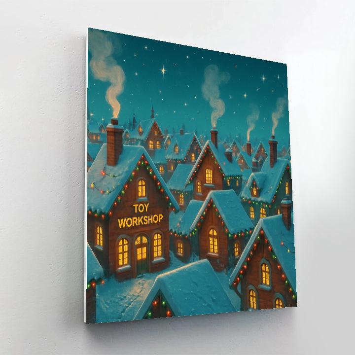 North Pole Toy Workshop Rooftops Paint by numbers kits