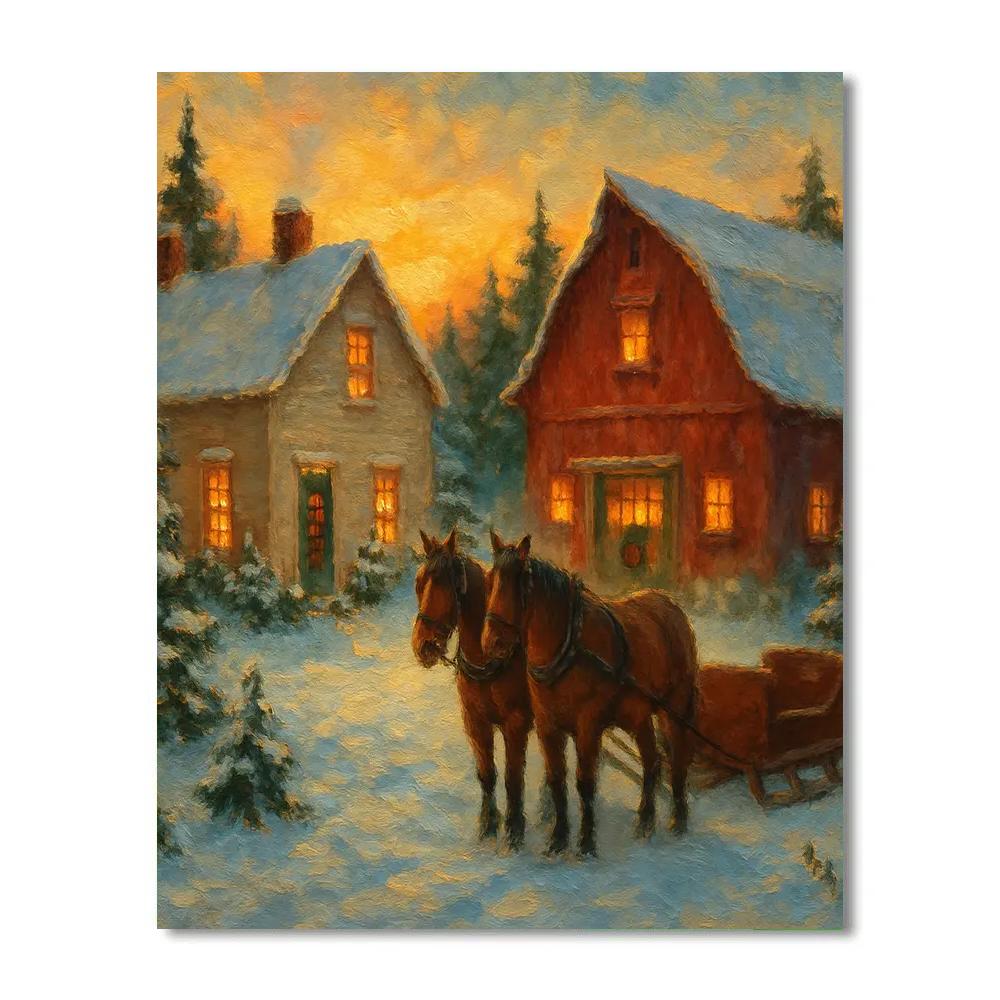 Frosted Evergreen Farmstead Numbered painting kits
