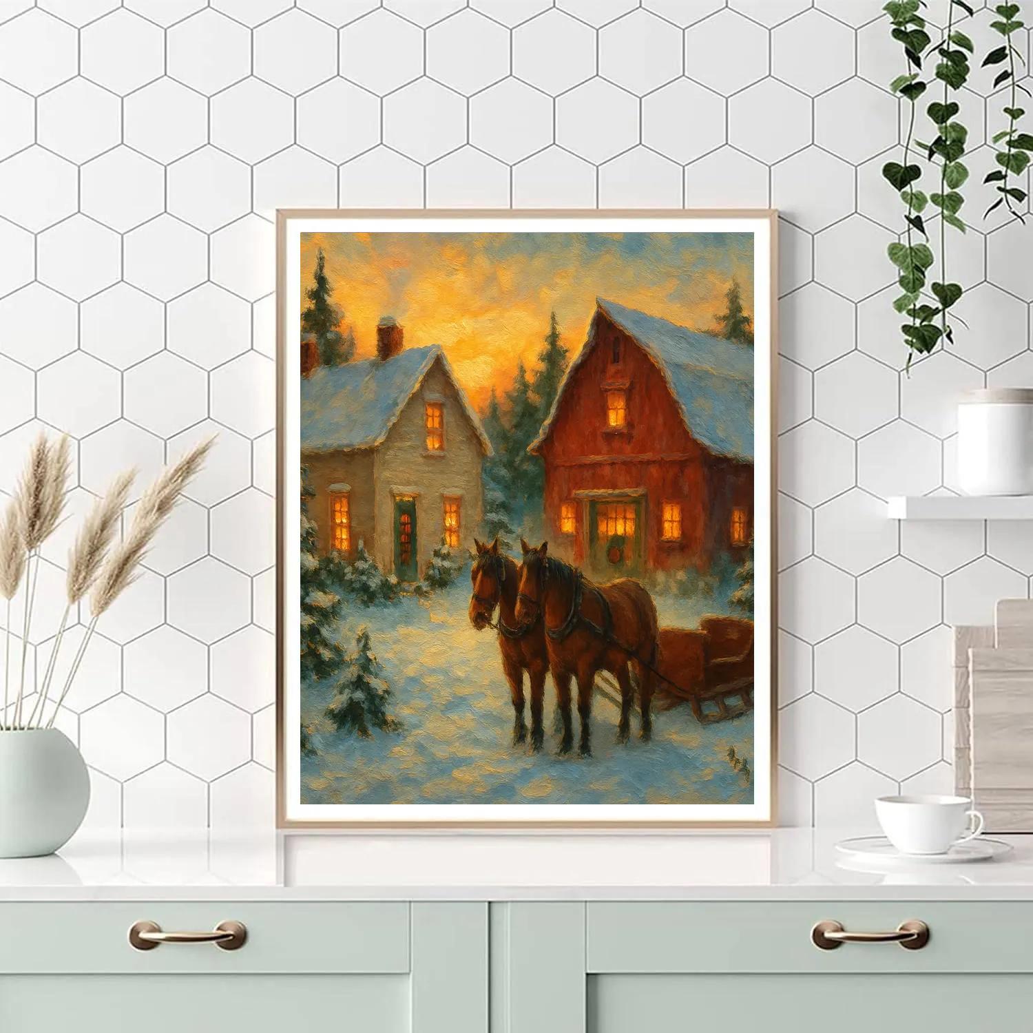 Frosted Evergreen Farmstead Numbered painting kits