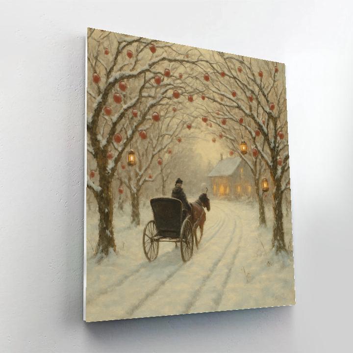 Carriage Ride Through Snowy Orchard paint by number