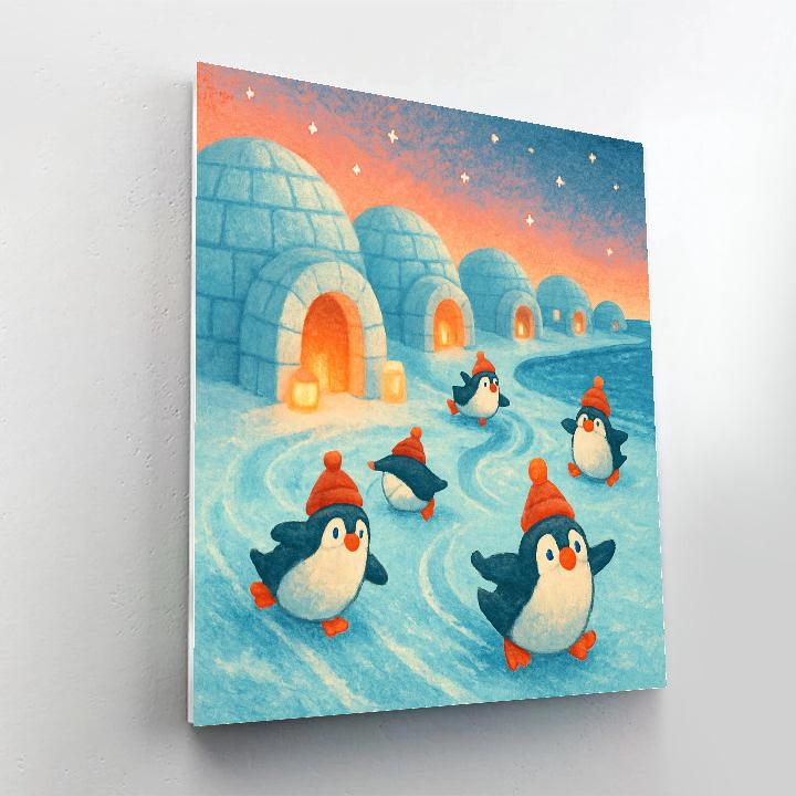 Penguin Village Ice Lanterns Painting by numbers kit