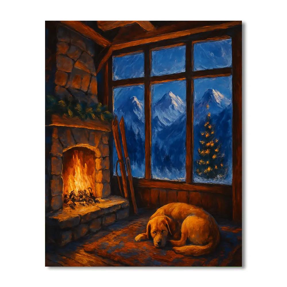 Mountain Chalet Christmas Hearth paint by color