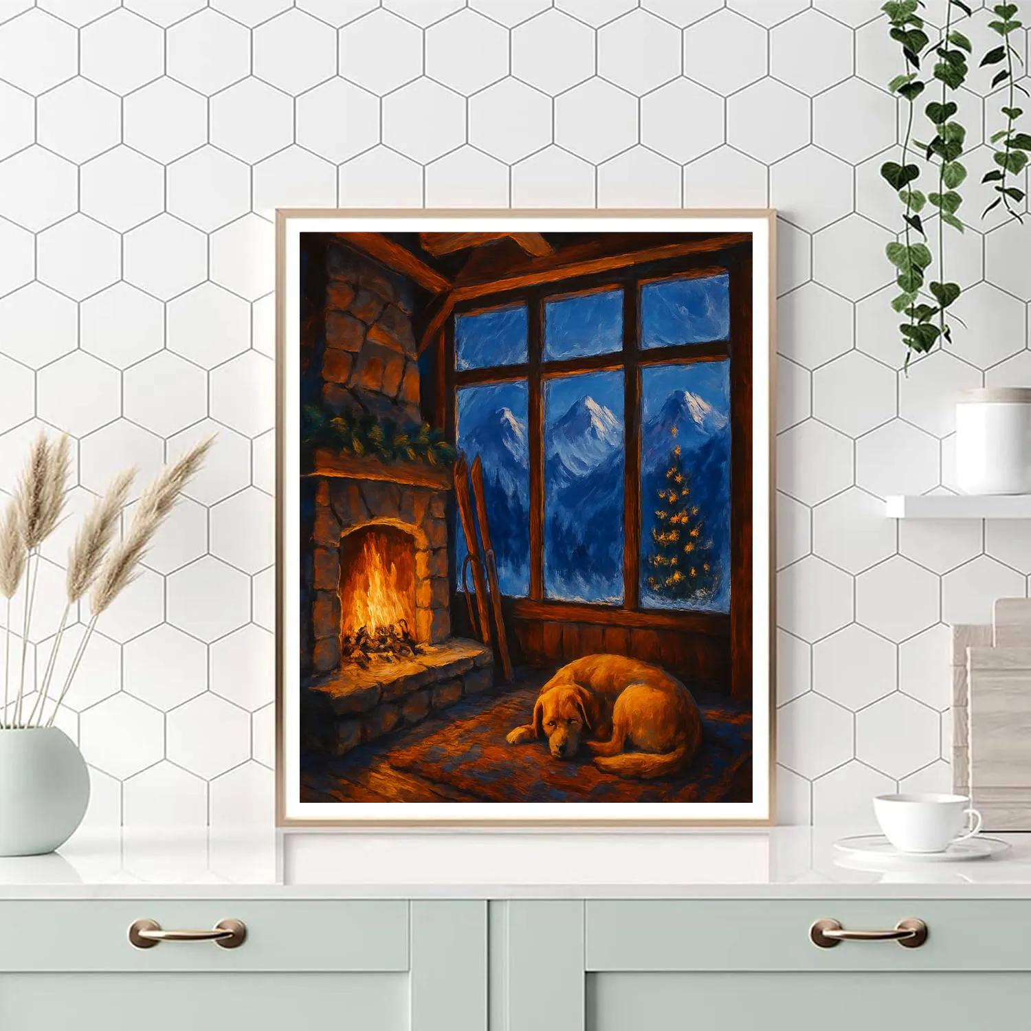 Mountain Chalet Christmas Hearth paint by color