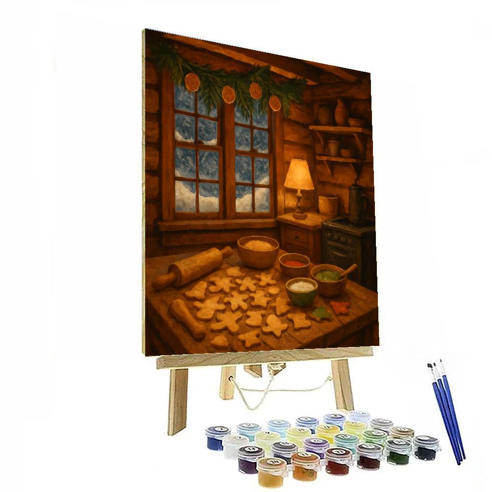 Holiday Baking Night In The Cabin Painting by numbers kit