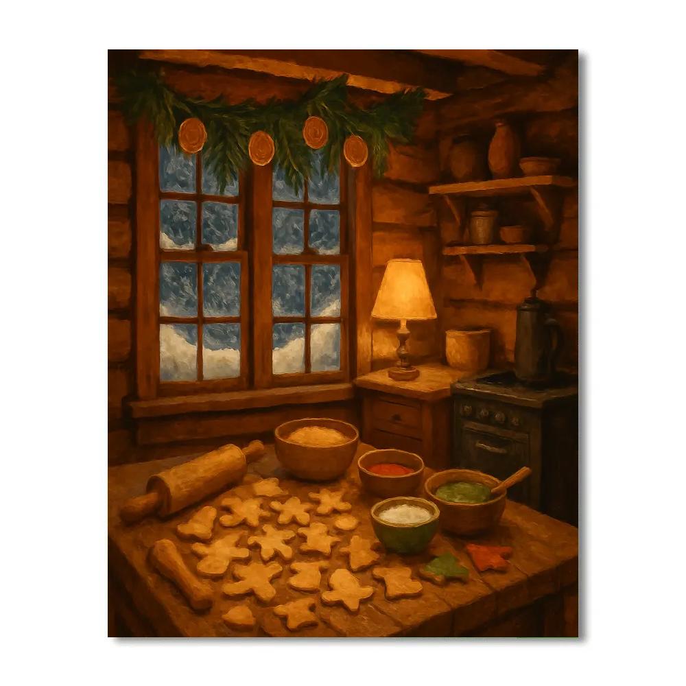 Holiday Baking Night In The Cabin Painting by numbers kit