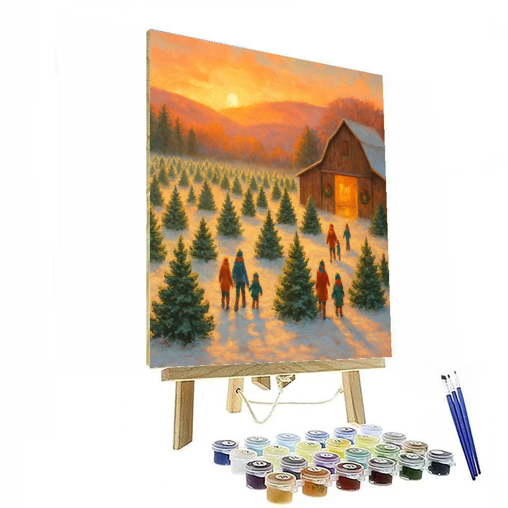 Christmas Tree Farm At Golden Hour paint by color