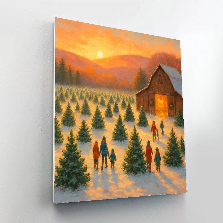 Christmas Tree Farm At Golden Hour paint by color