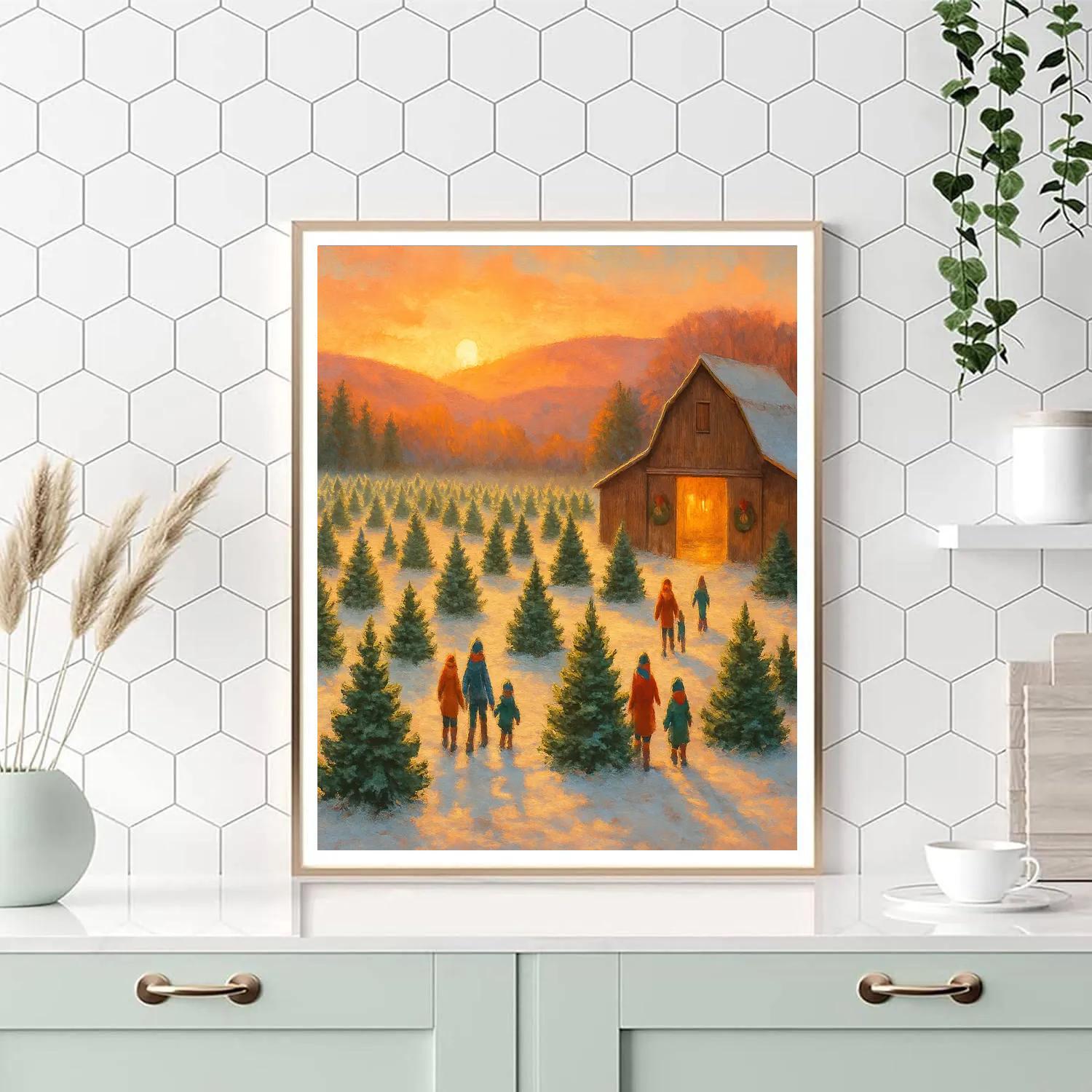 Christmas Tree Farm At Golden Hour paint by color