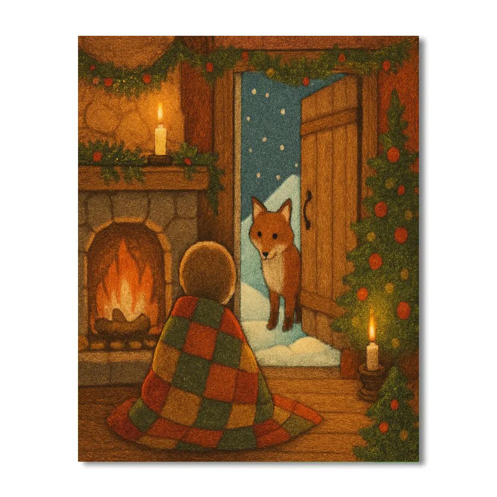 Fireside Story With Winter Fox paint by color