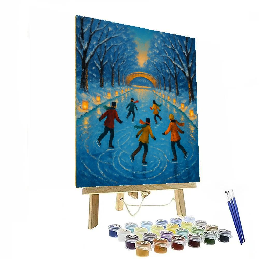 Frozen River Lantern Skaters Paint by numbers kits