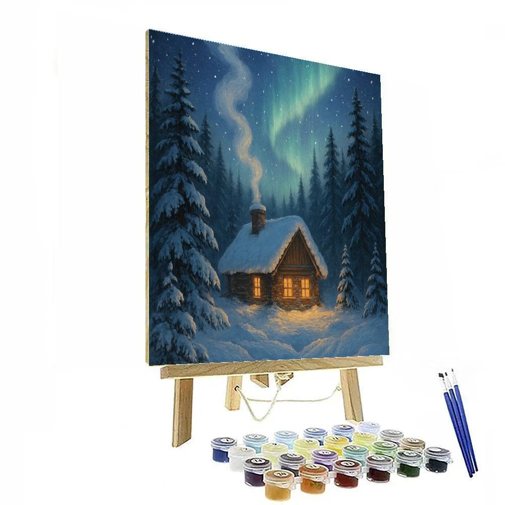 Christmas Cabin In The Fir Valley Number painting
