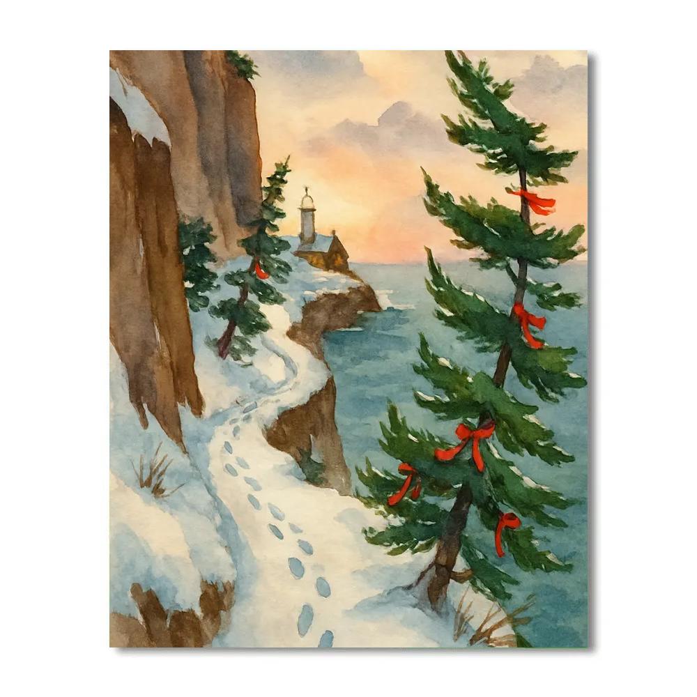Coastal Evergreen Cliff Walk paint by number