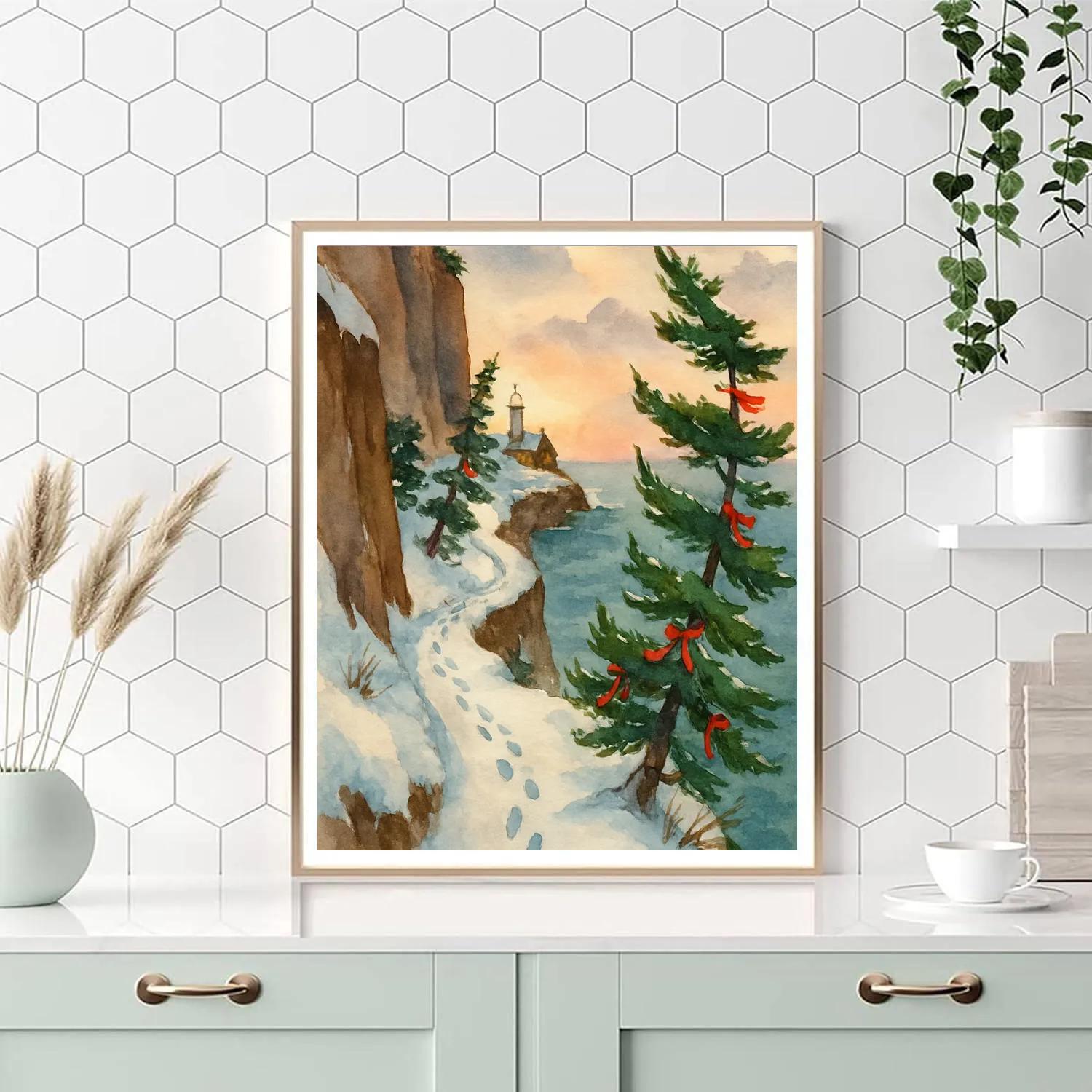 Coastal Evergreen Cliff Walk paint by number