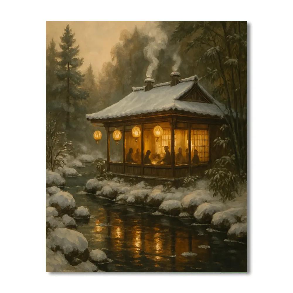 Holiday Tea House By The River paint by color