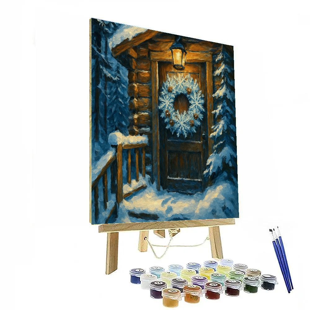 Forest Cabin Ice Crystal Wreath Paint by numbers kits