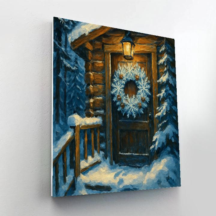 Forest Cabin Ice Crystal Wreath Paint by numbers kits