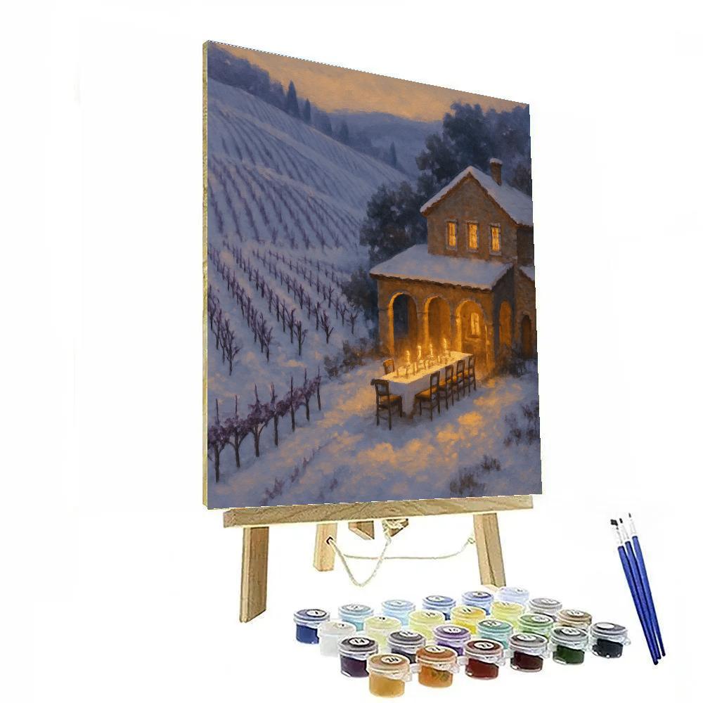 Snowy Vineyard Winter Feast Number painting