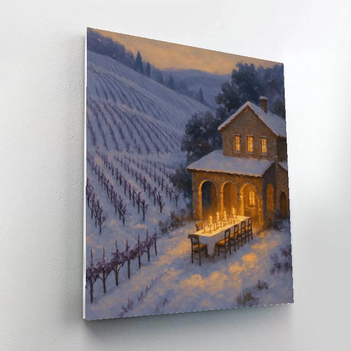 Snowy Vineyard Winter Feast Number painting