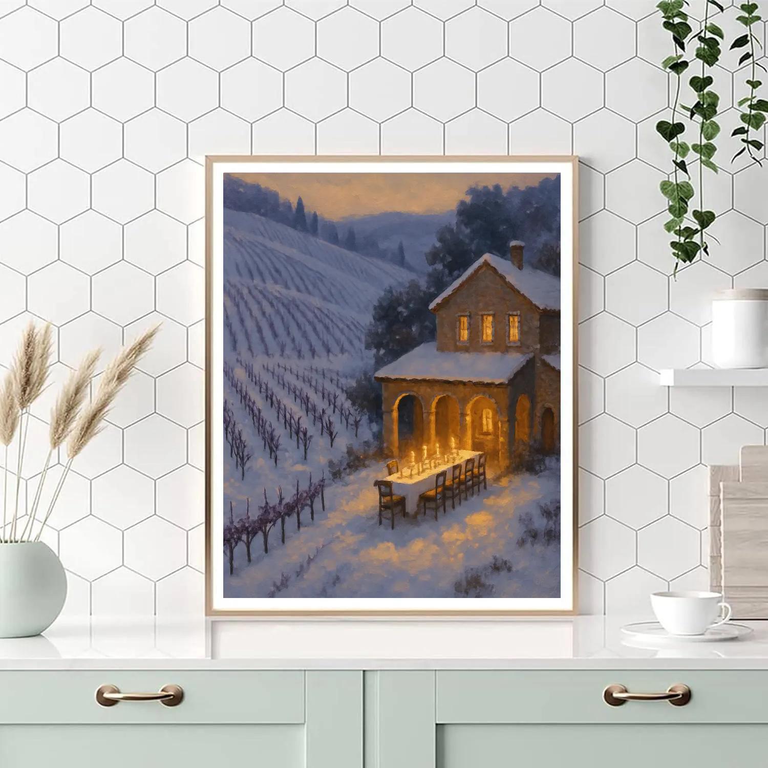 Snowy Vineyard Winter Feast Number painting
