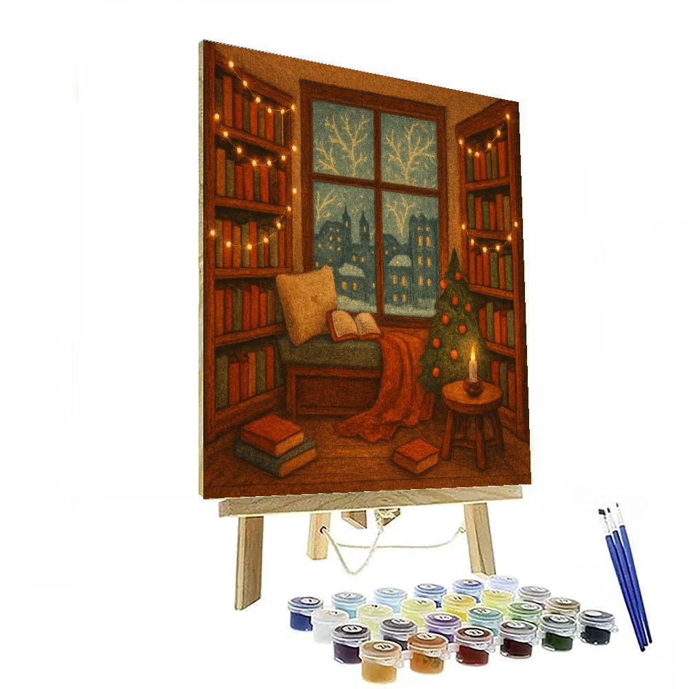 Holiday Library Reading Nook Number painting