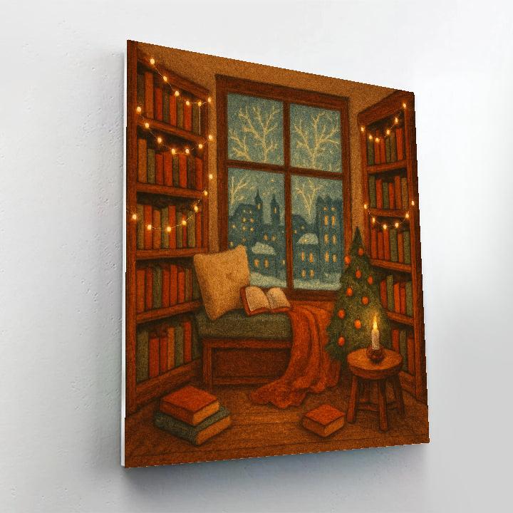 Holiday Library Reading Nook Number painting