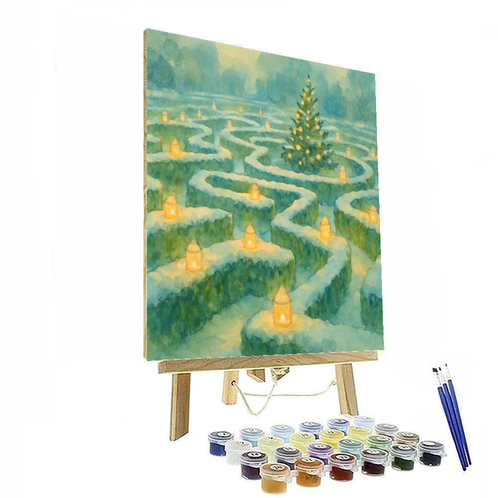 Snow Lantern Labyrinth Garden painting number kit