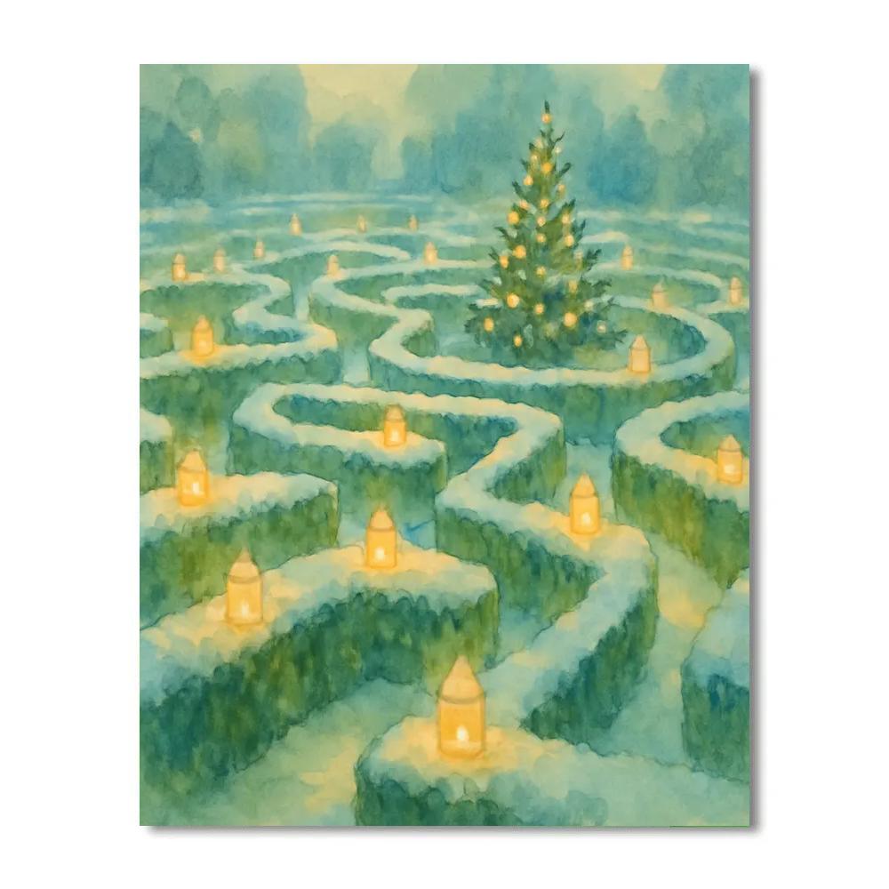 Snow Lantern Labyrinth Garden painting number kit
