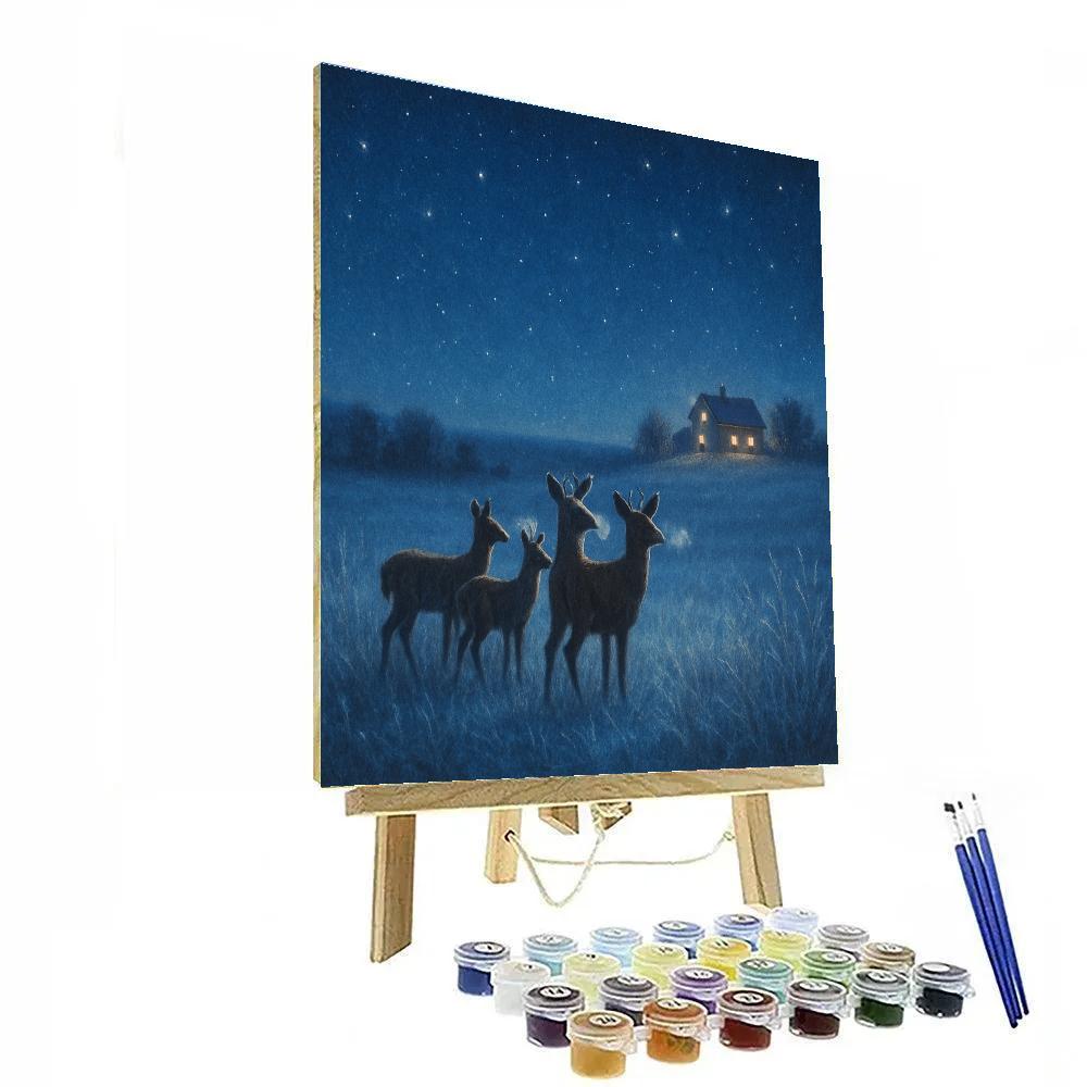 Frosty Meadow Starlight Deer Numbered painting kits
